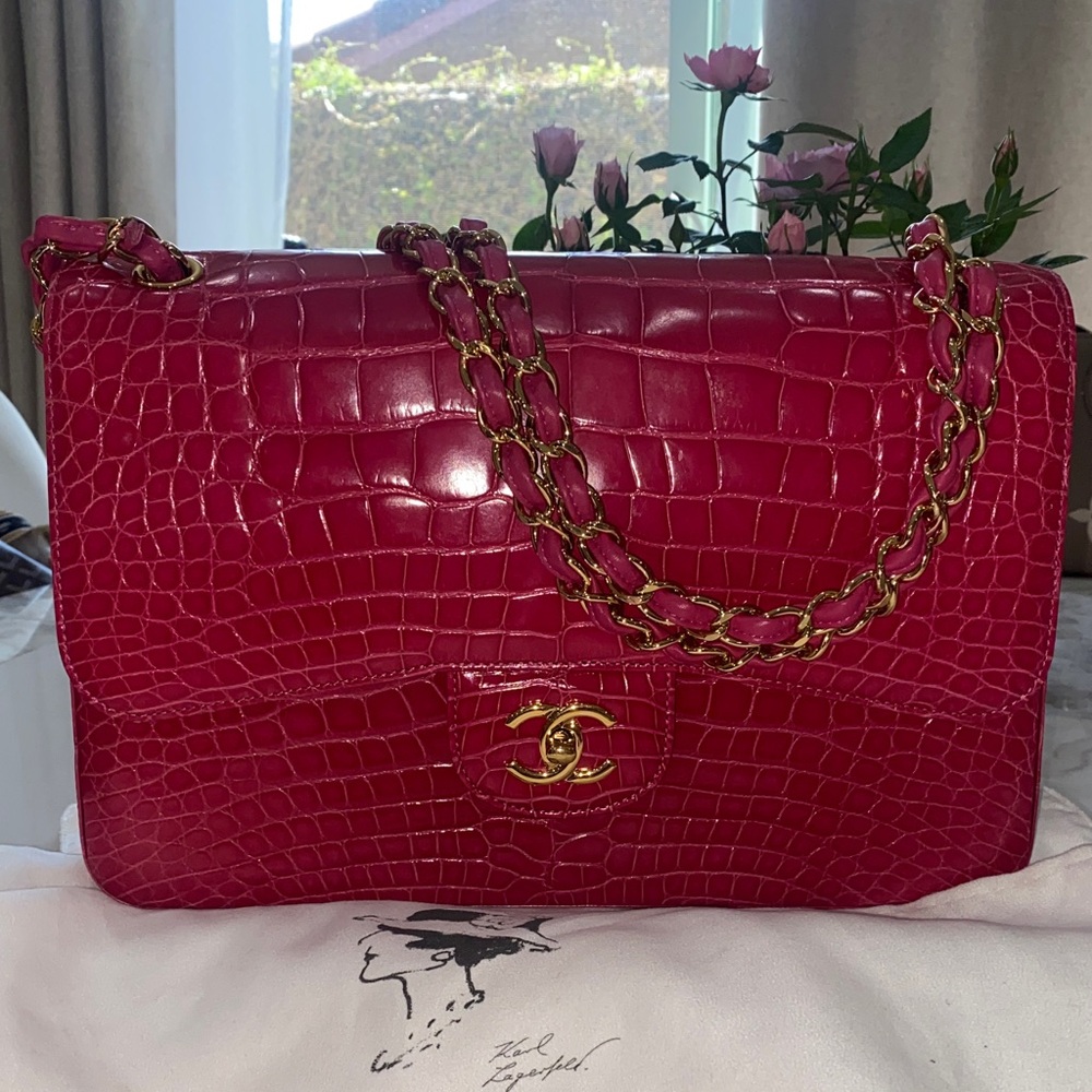 Chanel Pink Crocodile Leather Shoulder Bag